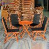 Bàn Ghế Cafe Xếp Lưng Cao Màu Cam