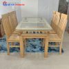 Bộ Bàn Ăn Mặt Kính Gỗ Sồi 6 Ghế Giá Xưởng