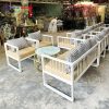 Bàn Ghế Sofa Cafe Sắt Kiểu Vuông Nệm Rời