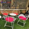 Ghế Cafe Sân Vườn Lót Nệm Màu Trắng
