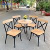 Ghế Cafe Sắt Chữ X Mặt Gỗ