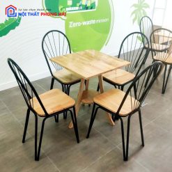 Ghế Cafe Sắt Mặt Gỗ Tự Nhiên