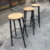Ghế Quầy Bar Chân Sắt Mặt Gỗ Không Tựa