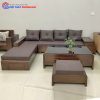 Bộ Sofa Gỗ Góc L Màu Óc Chó Hiện Đại