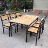 Bộ Bàn Gỗ Khung Sắt Quán Ăn 6 Ghế
