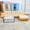 Bộ Sofa Góc L Màu Kem Phối Cam Sang Trọng