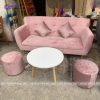 Bộ Sofa Vải Nhung Hồng Sang Trọng