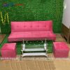 Sofa Bed Bọc Vải Nhung Màu Hồng Cao Cấp