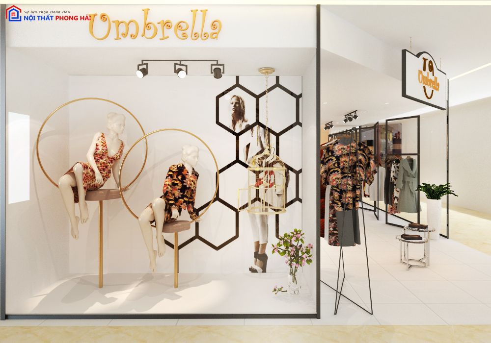 Thi công trọn gói nội thất Shop Umbrella
