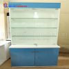 Tủ Kệ Gỗ Trưng Bày Màu Xanh Cửa Kính