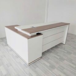 Bàn Chữ L 1m8 Màu Trắng Dành Cho Lãnh Đạo