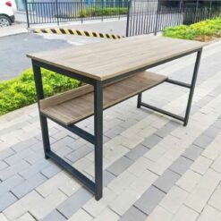 Bàn Làm Việc Có Kệ Sách Gỗ MDF Chân Sắt