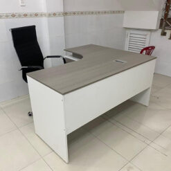 Bàn Giám Đốc Xám Trắng Chữ L