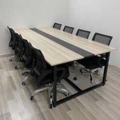 Bàn Họp Dài 2m4 Chân Sắt Sơn Tĩnh Điện Đen