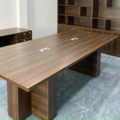 Bàn Họp Gỗ MDF Chống Trầy Màu Nâu 2m4