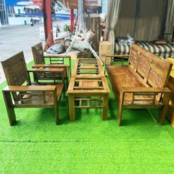 Bộ Salon Gỗ Sồi Cao Cấp Cho Phòng Khách