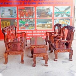 Bộ Salon Gỗ Tràm Chạm Đào Tay 10 Tinh Xảo 1