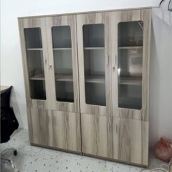 Tủ 4 Cánh Kính Trữ Hồ Sơ Màu Vân Gỗ