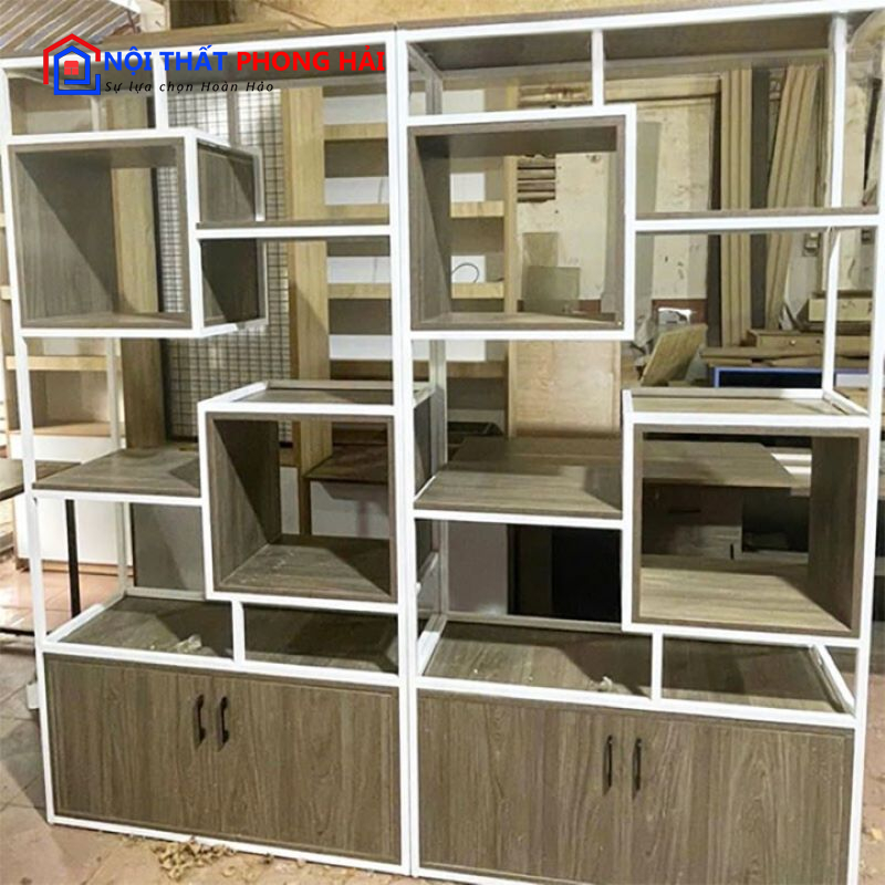 Tủ Hồ Sơ 2m Nhiều Kệ Màu Nâu Sọc Trắng